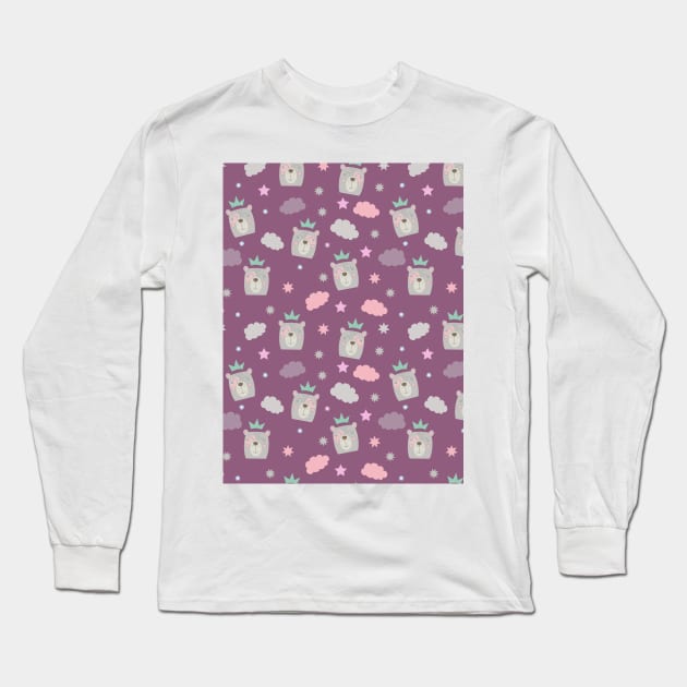 Bear Princess surrounded by clouds and stars Long Sleeve T-Shirt by Arch4Design